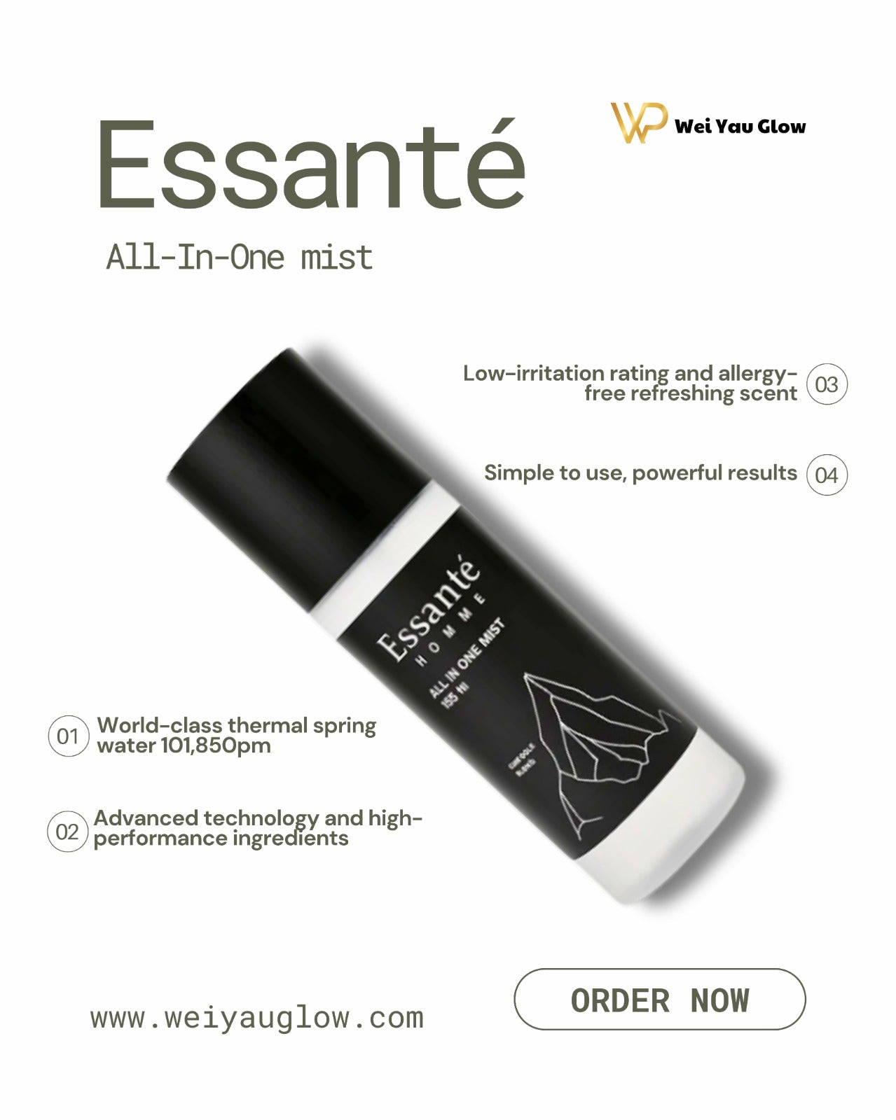 Complete Men SkinCare in JUST 1 SPRAY, Essanté ; All-In-One Mist: toner + serum + moisturizer. Smart skincare for modern men