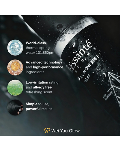 Essanté, All-In-One mist, 1 complete skin care at 1 bottle, toner + serum + moisturizer. Smart skincare for modern men