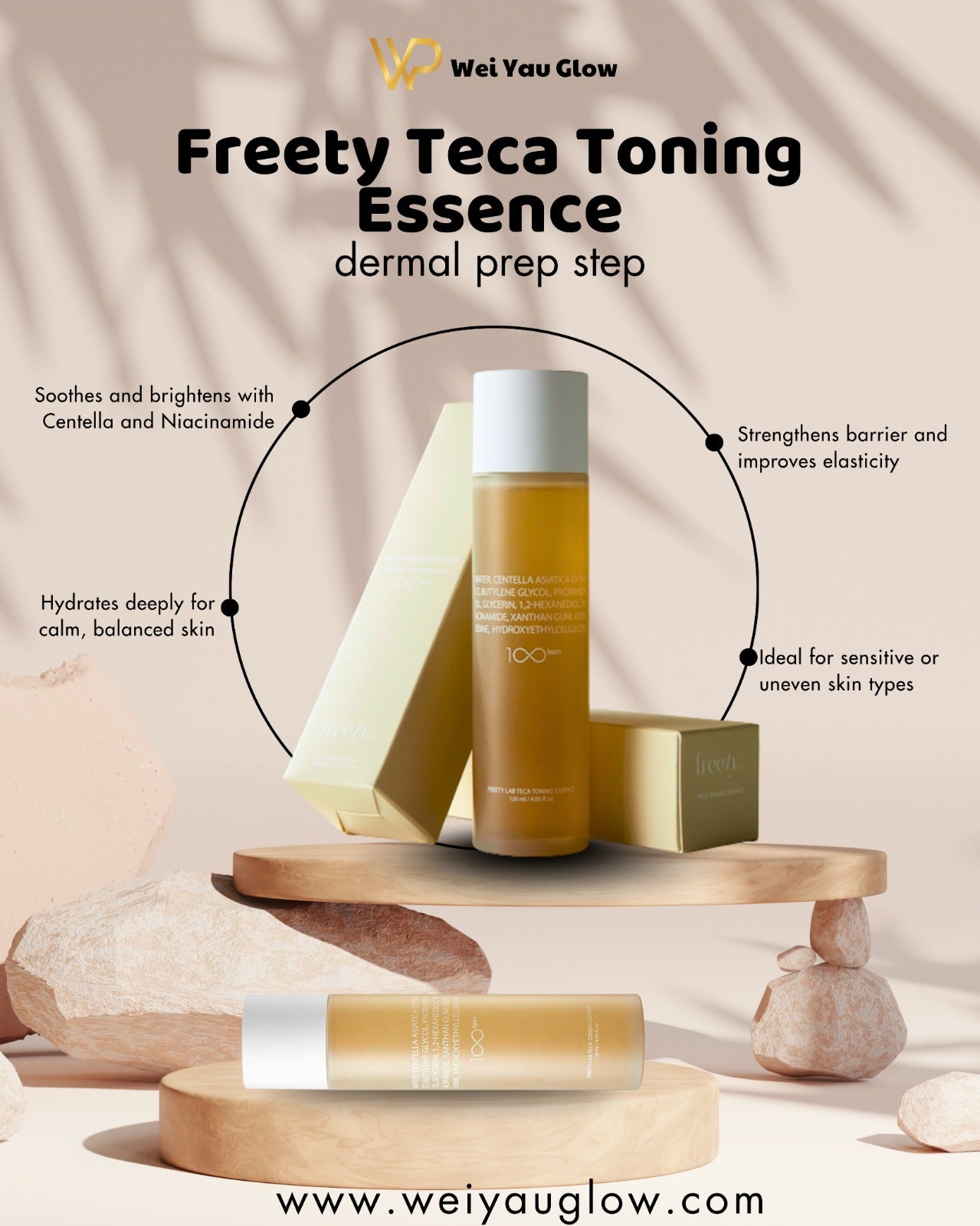 Freety Lab Teca Toning Essence 120 ml – Centella & Niacinamide Hydrating Brightening Prep Essence