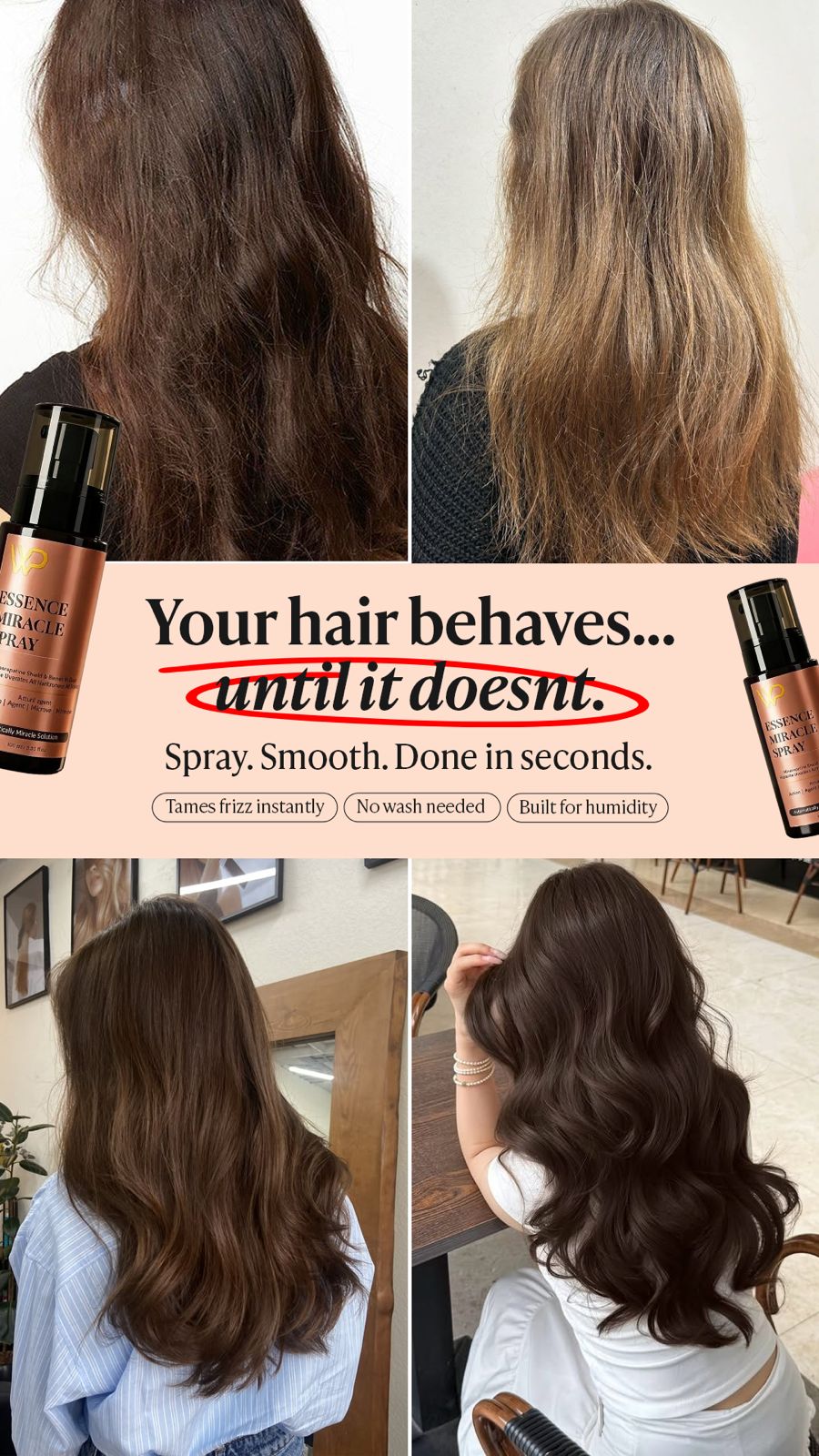 Hair Serum Spray for Dry & Frizzy Hair | WP Miracle Essence | Instant Repair, Shine & Heat Protection (120 ml)