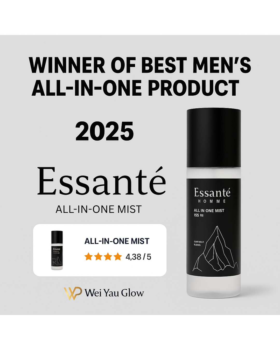 Men's SkinCare Spray | Essanté Homme All-in-One Mist | Toner + Serum + Moisturizer 155ml